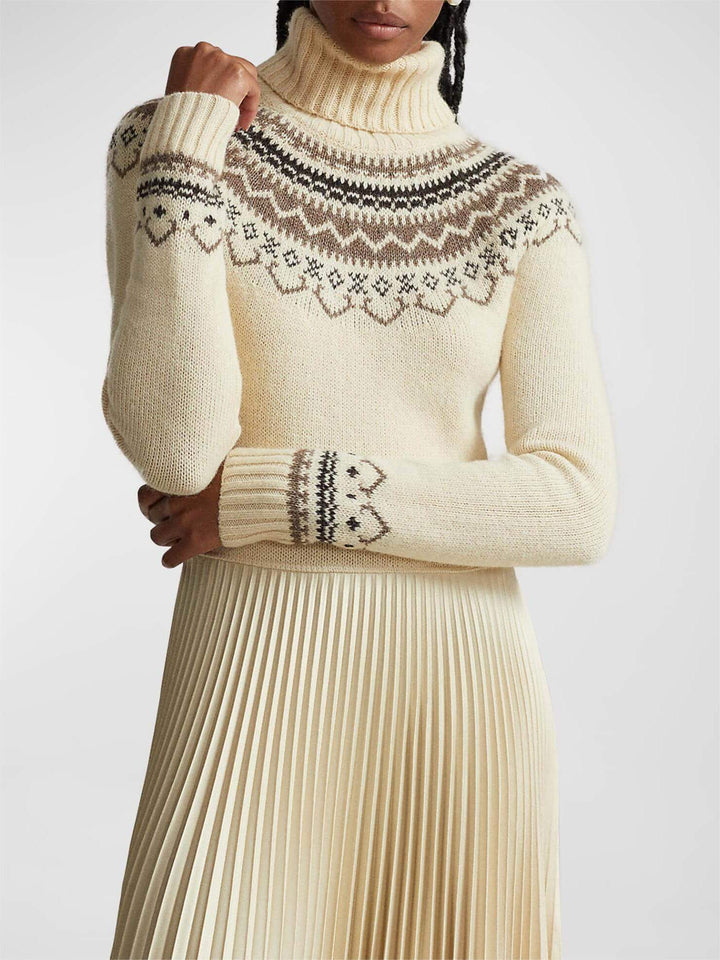 Women's Turtleneck Sweater with Fair Isle Pattern