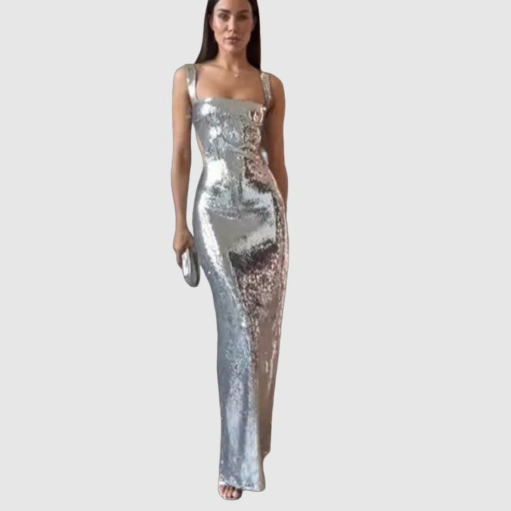 Elegant Floor-Length Sequin Cocktail Dress