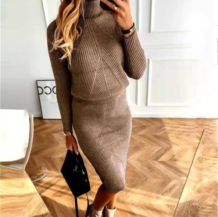 Cozy Women's Turtleneck Sweater Dress