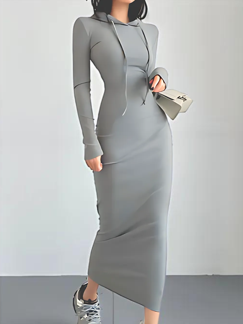 Women's Hooded Bodycon Dress with Drawstring