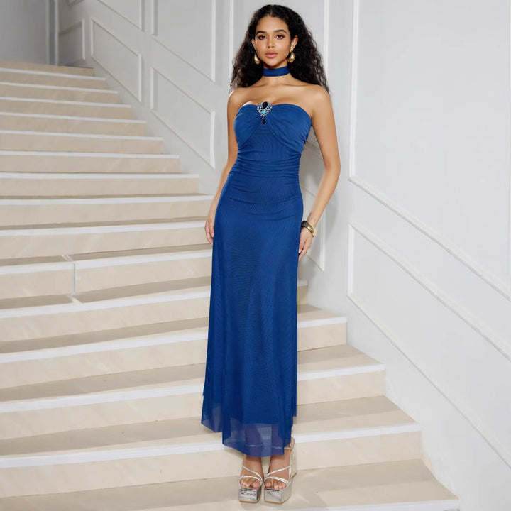 Strapless Slim Fit Cocktail Dress with Choker