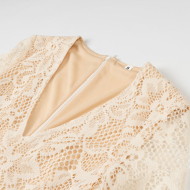 Elegant Lace Cocktail Dress with Long Sleeves