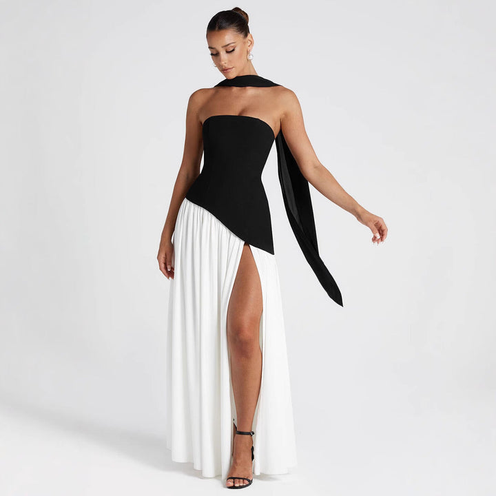 Strapless Cocktail Dress with Asymmetrical Skirt
