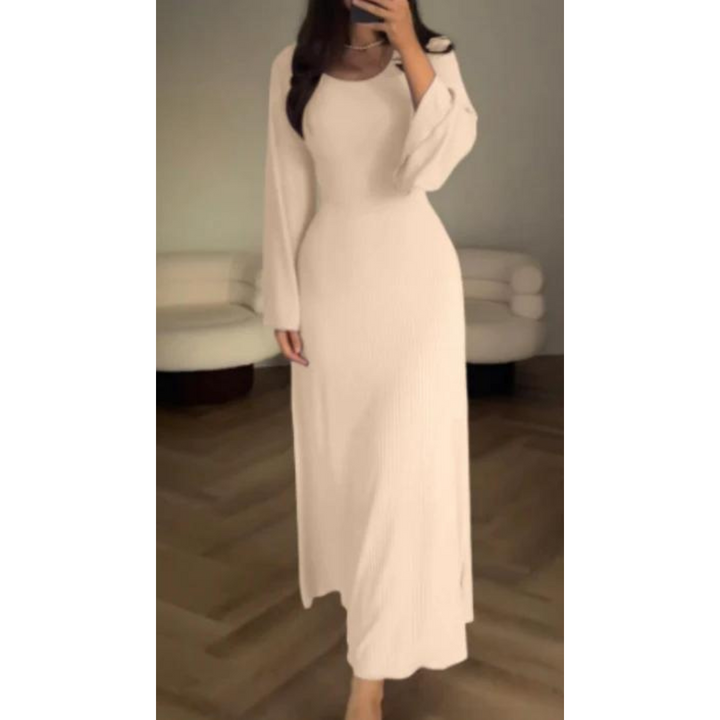Elegant Winter Maxi Dress with Long Sleeves