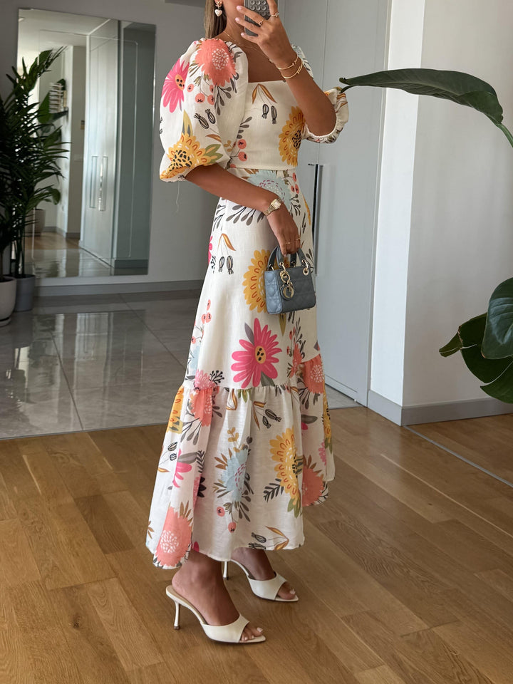 CAMILLE – BLOOMING ELEGANCE PUFF SLEEVE DRESS