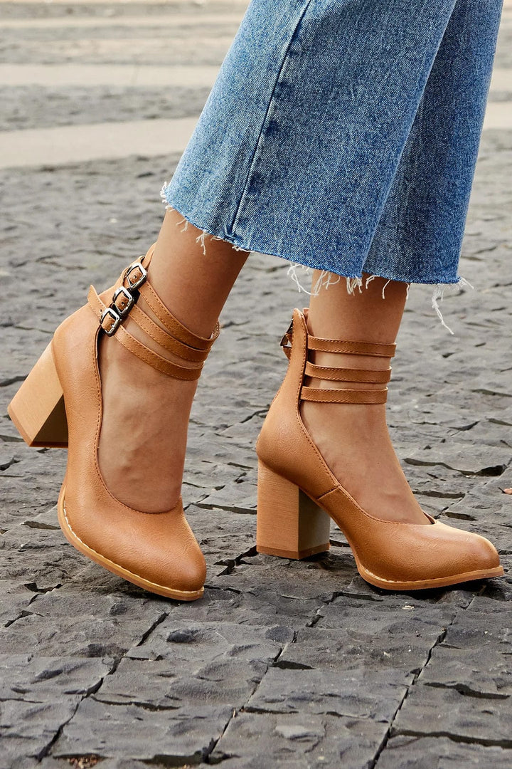 Ariana |  Triple Buckle Heels