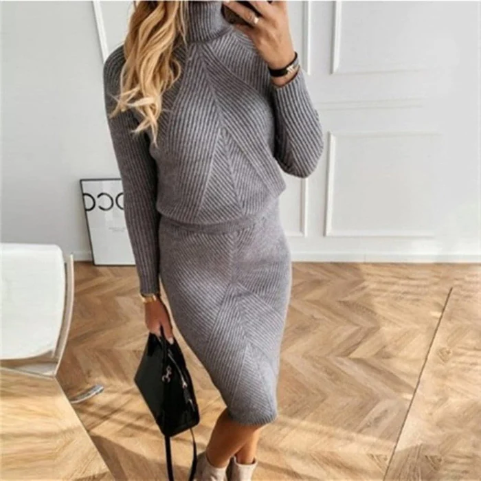 Cozy Women's Turtleneck Sweater Dress