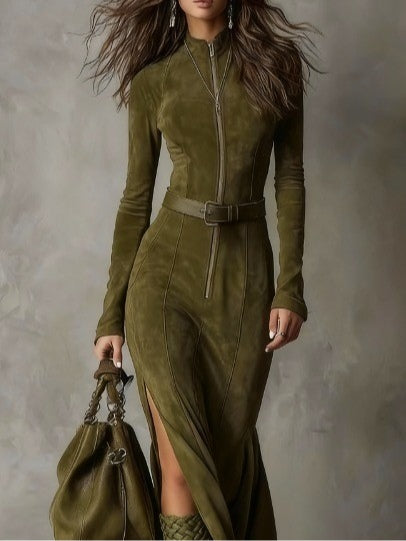 Evelyn | Belted Zip Dress