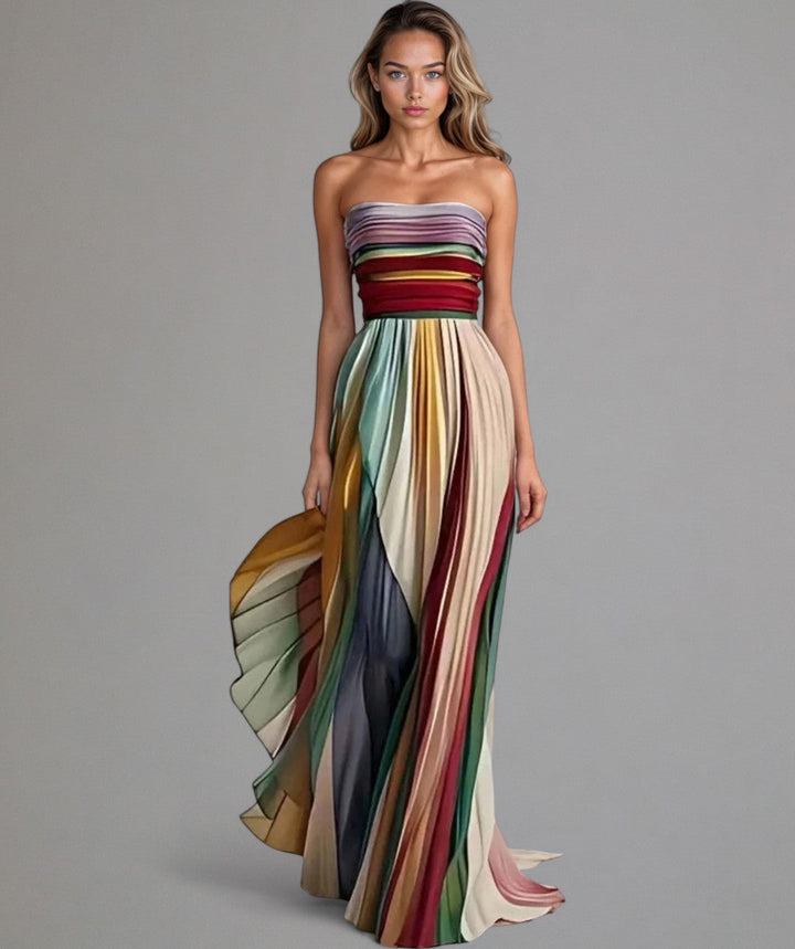 Strapless Striped Women's Dress