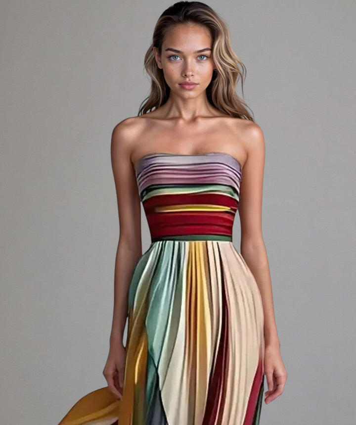 Strapless Striped Women's Dress